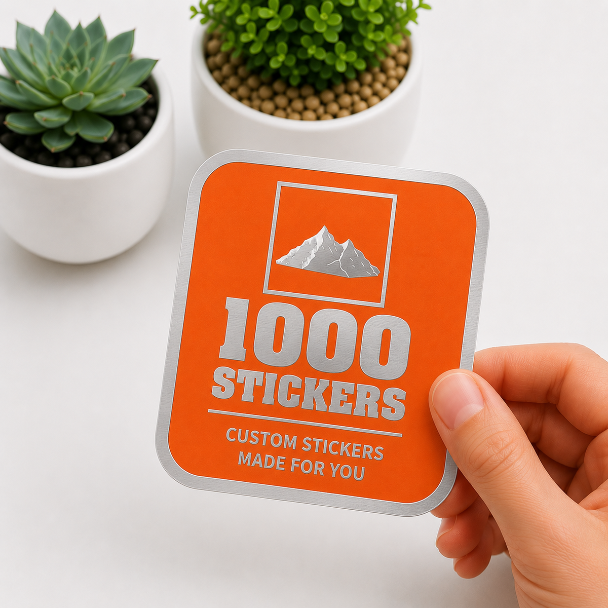 Custom Rounded Square Silver Foiling Stickers Colour Paper Sheets | 1000 Stickers
