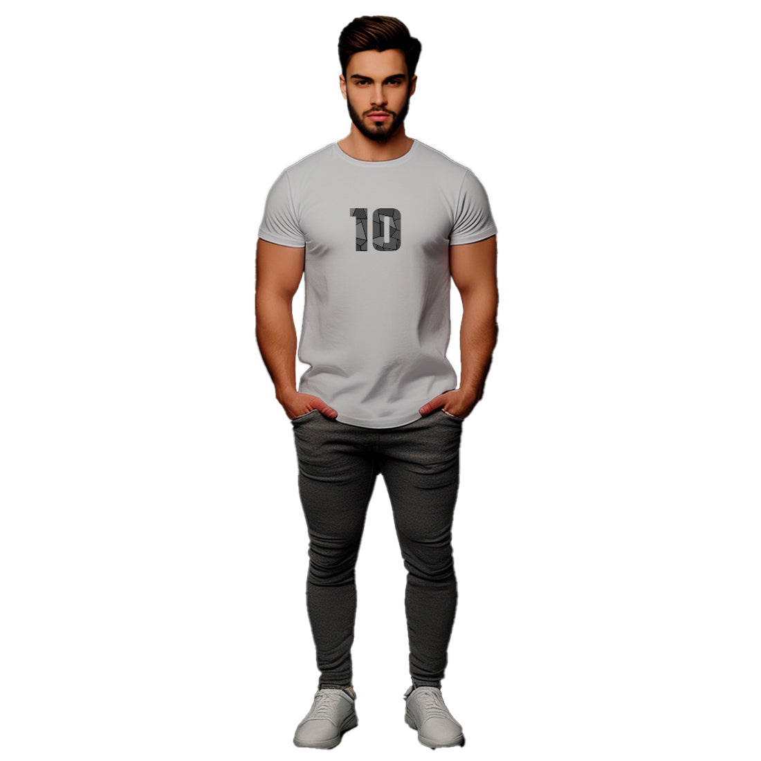 10 Number Men Unisex T-Shirt (Melange Grey)