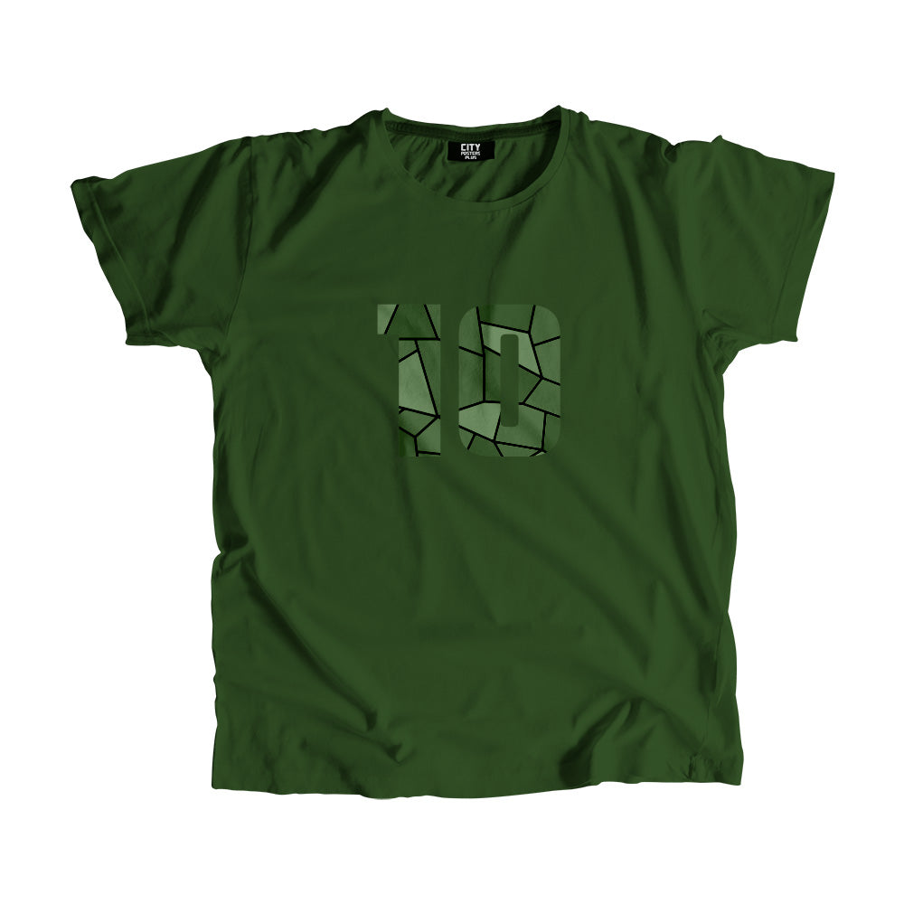 10 Number Men Unisex T-Shirt (Olive Green)| Classic Numeric Graphic Tee