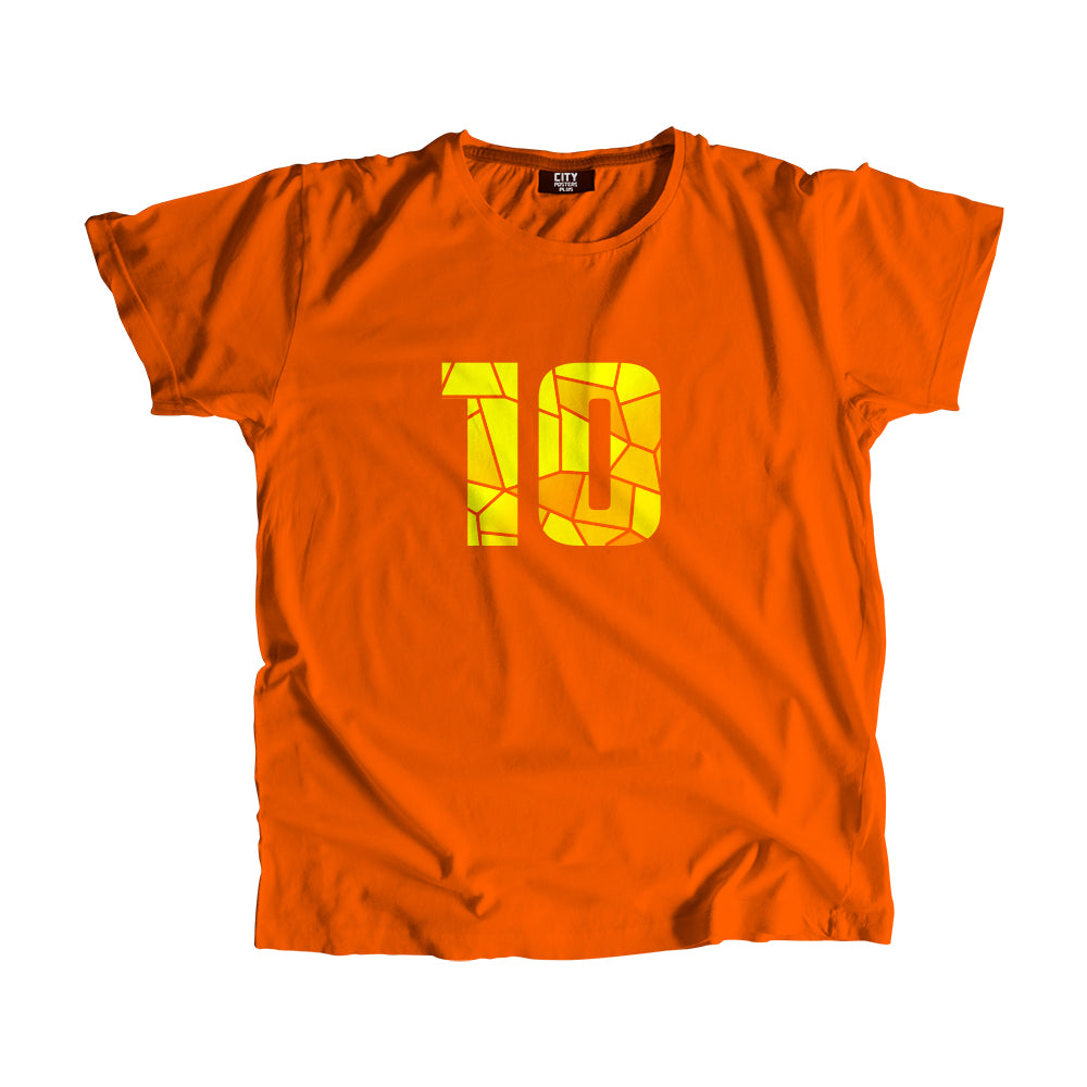 10 Number Men Unisex T-Shirt (Orange)| Classic Numeric Graphic Tee