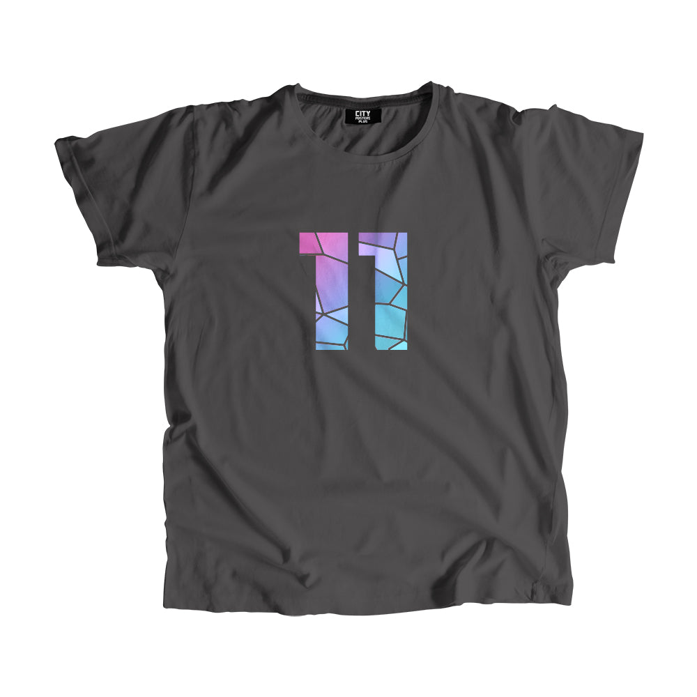 11 Number Men Unisex T-Shirt (Charcoal Grey)| Classic Numeric Graphic Tee