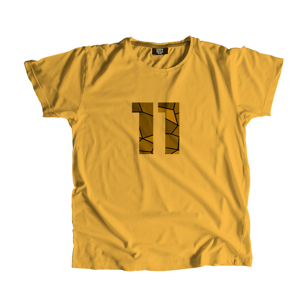 11 Number Men Unisex T-Shirt (Golden Yellow)| Classic Numeric Graphic Tee