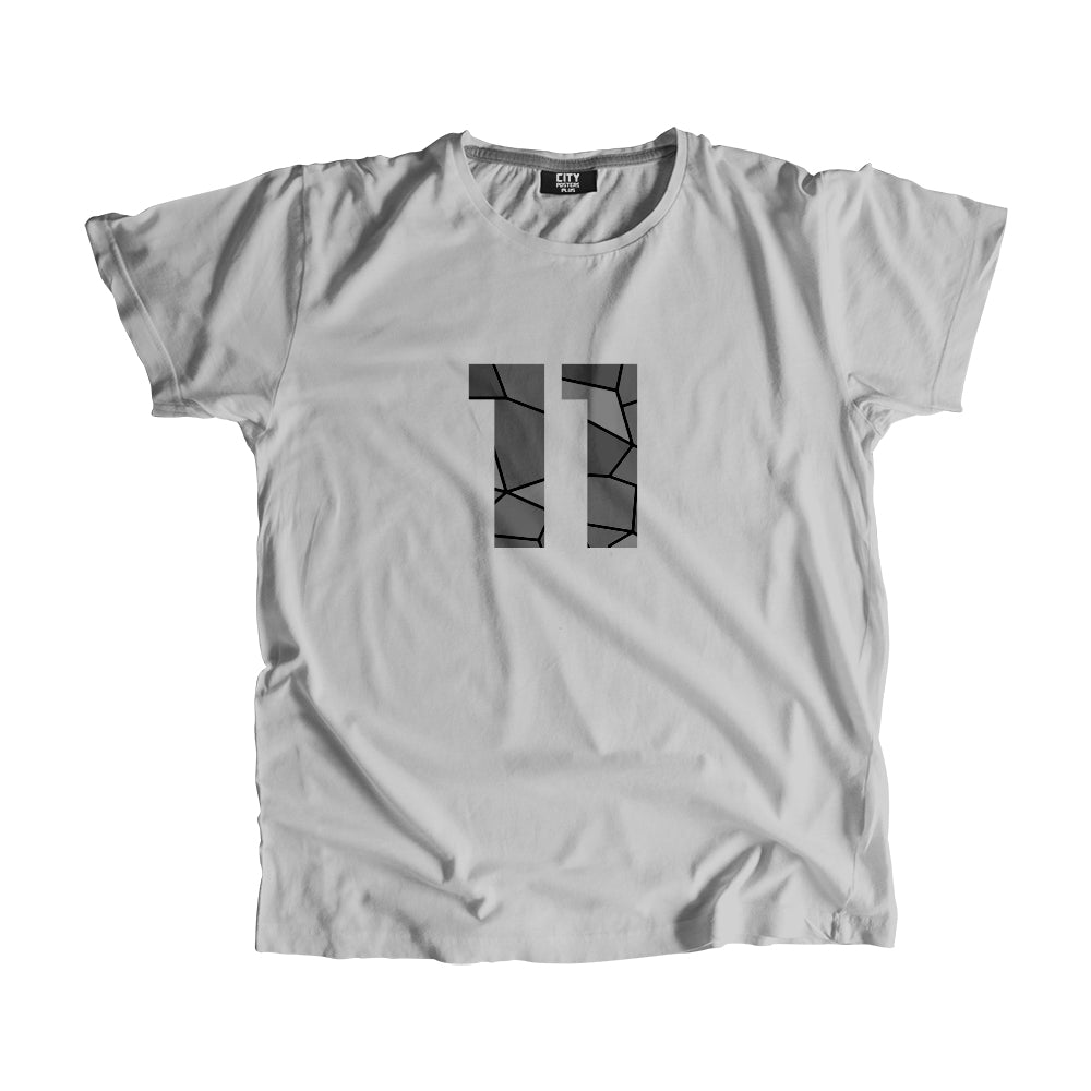 11 Number Men Unisex T-Shirt (Melange Grey)| Classic Numeric Graphic Tee