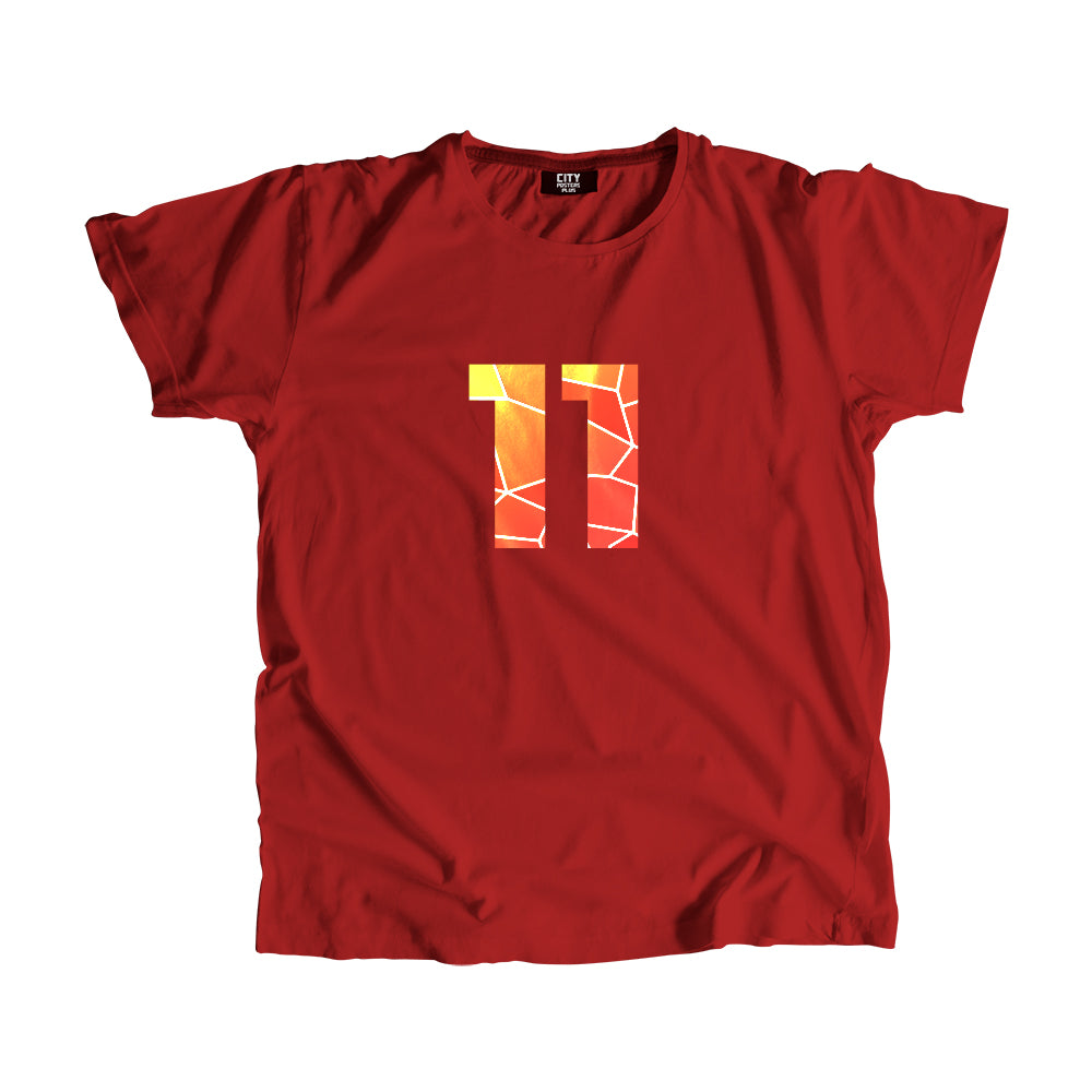 11 Number Men Unisex T-Shirt (Red)| Classic Numeric Graphic Tee