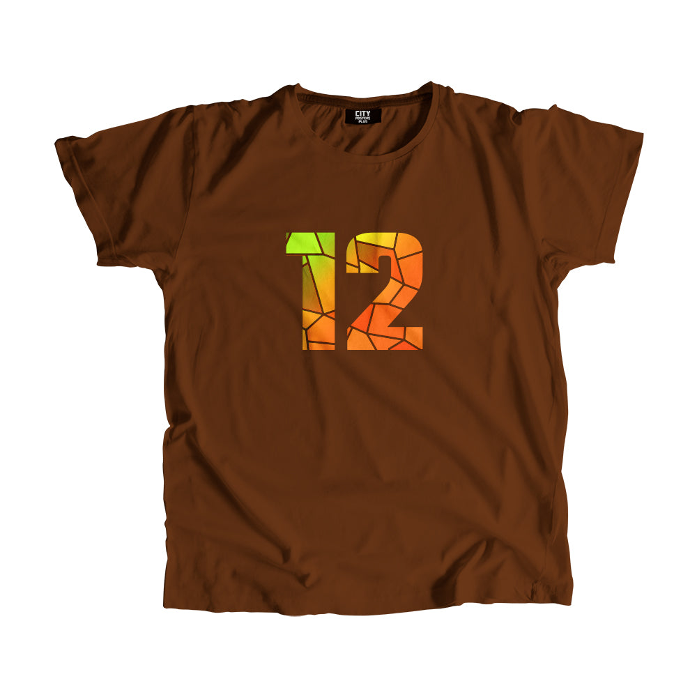 12 Number Men Unisex T-Shirt (Brown)| Classic Numeric Graphic Tee
