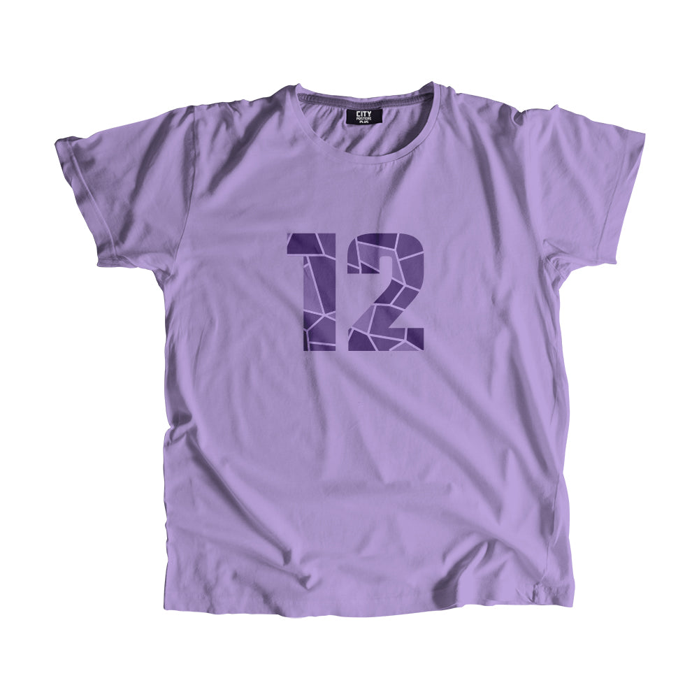 12 Number Men Unisex T-Shirt (Iris Lavender)| Classic Numeric Graphic Tee