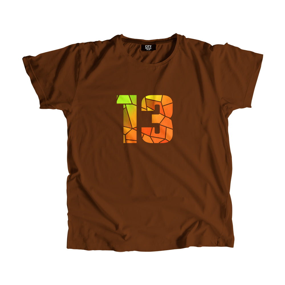 13 Number Men Unisex T-Shirt (Brown)| Classic Numeric Graphic Tee