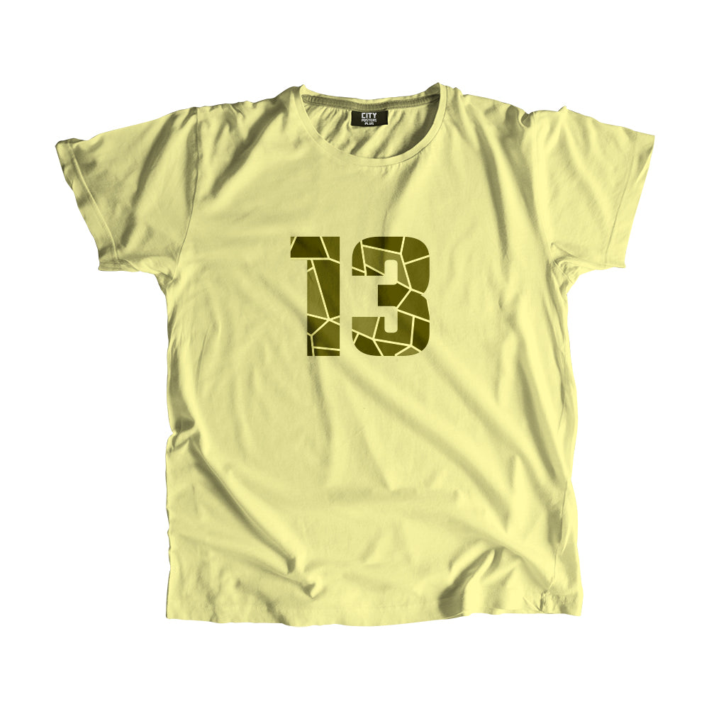 13 Number Men Unisex T-Shirt (Butter Yellow)| Classic Numeric Graphic Tee