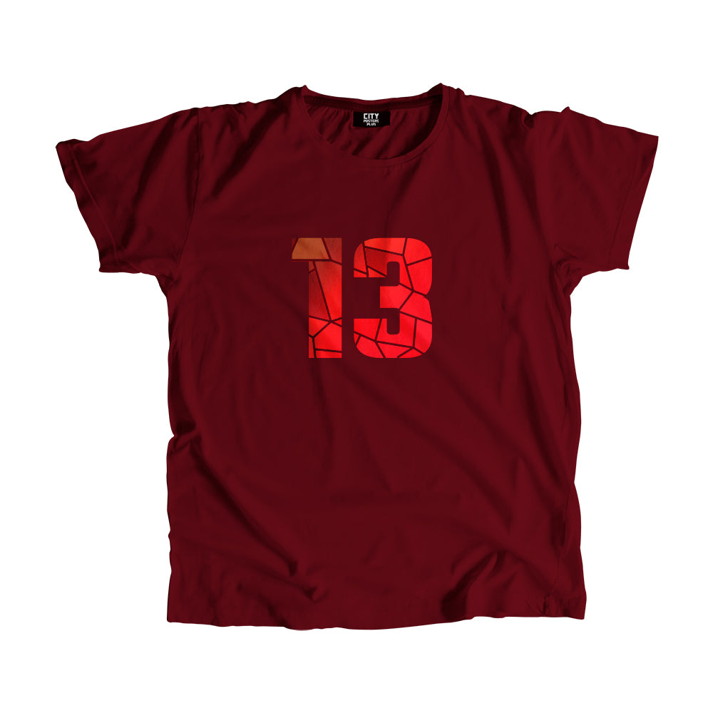 13 Number Men Unisex T-Shirt (Maroon)| Classic Numeric Graphic Tee