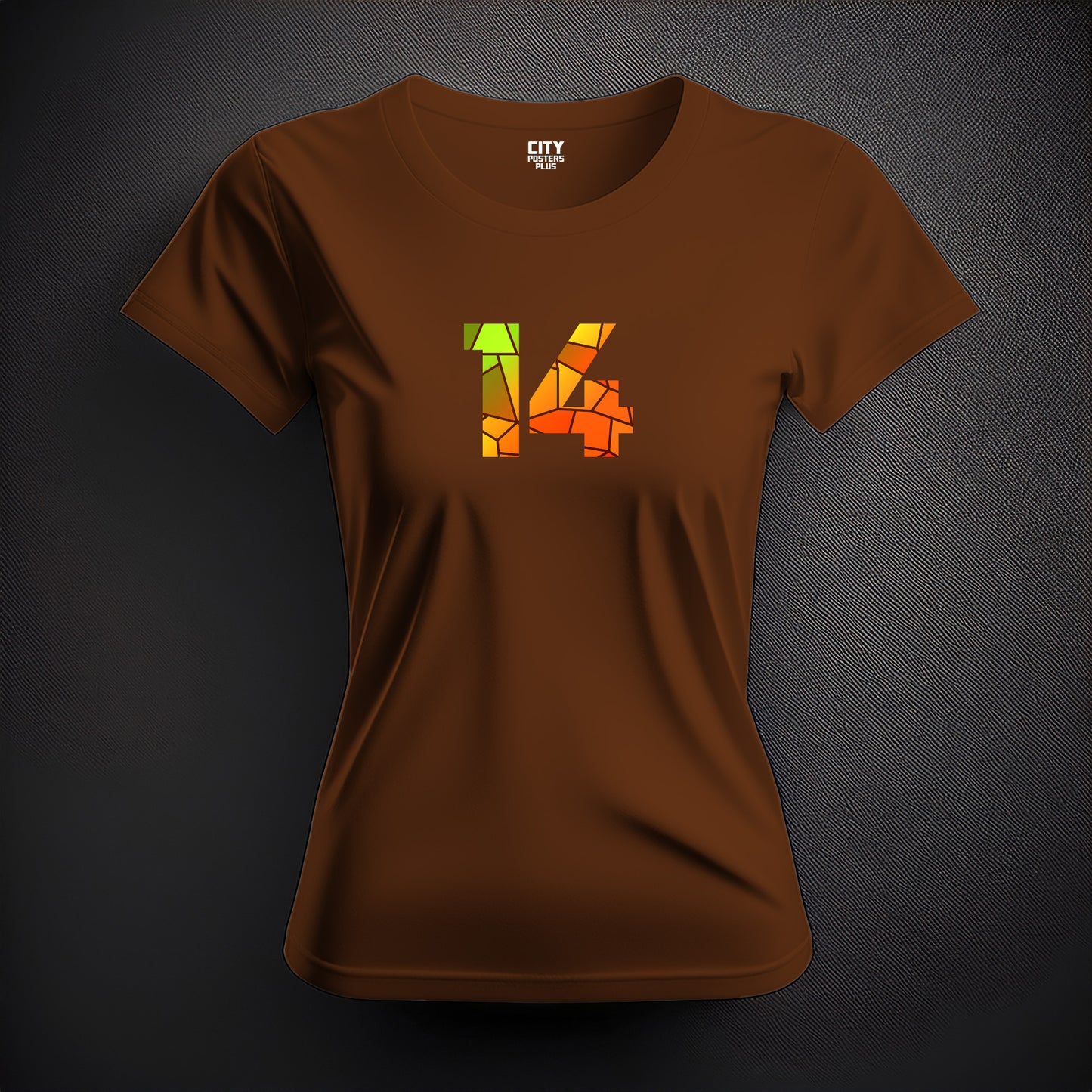 14 Number Women T-Shirt (Brown) | Stylish Numeric Graphic Tee