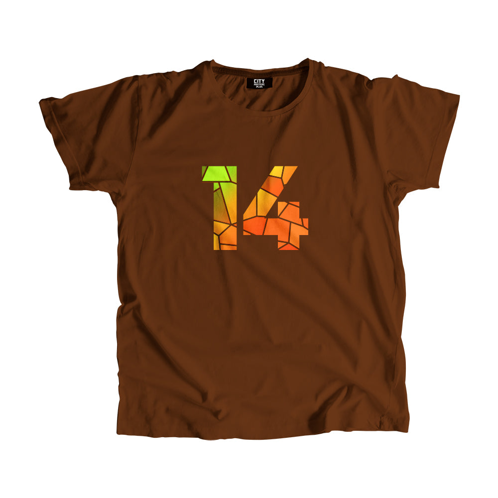 14 Number Men Unisex T-Shirt (Brown)| Classic Numeric Graphic Tee
