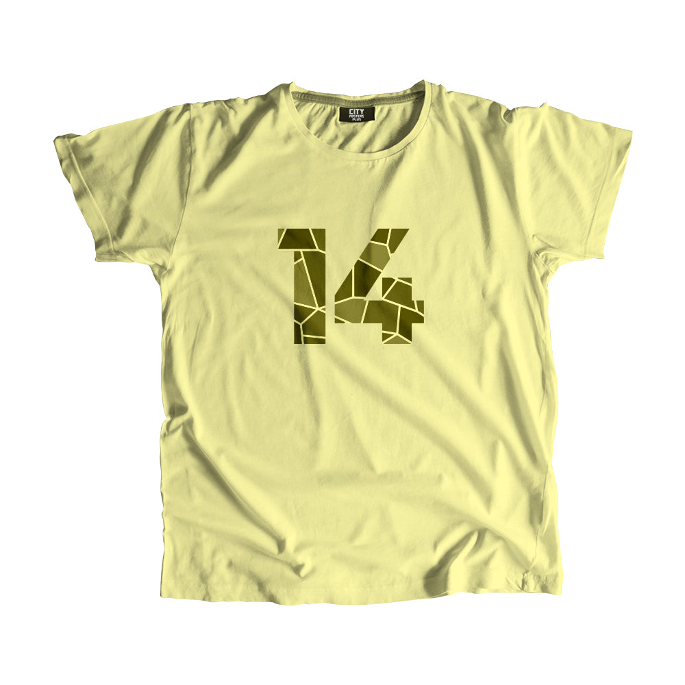 14 Number Men Unisex T-Shirt (Butter Yellow)| Classic Numeric Graphic Tee