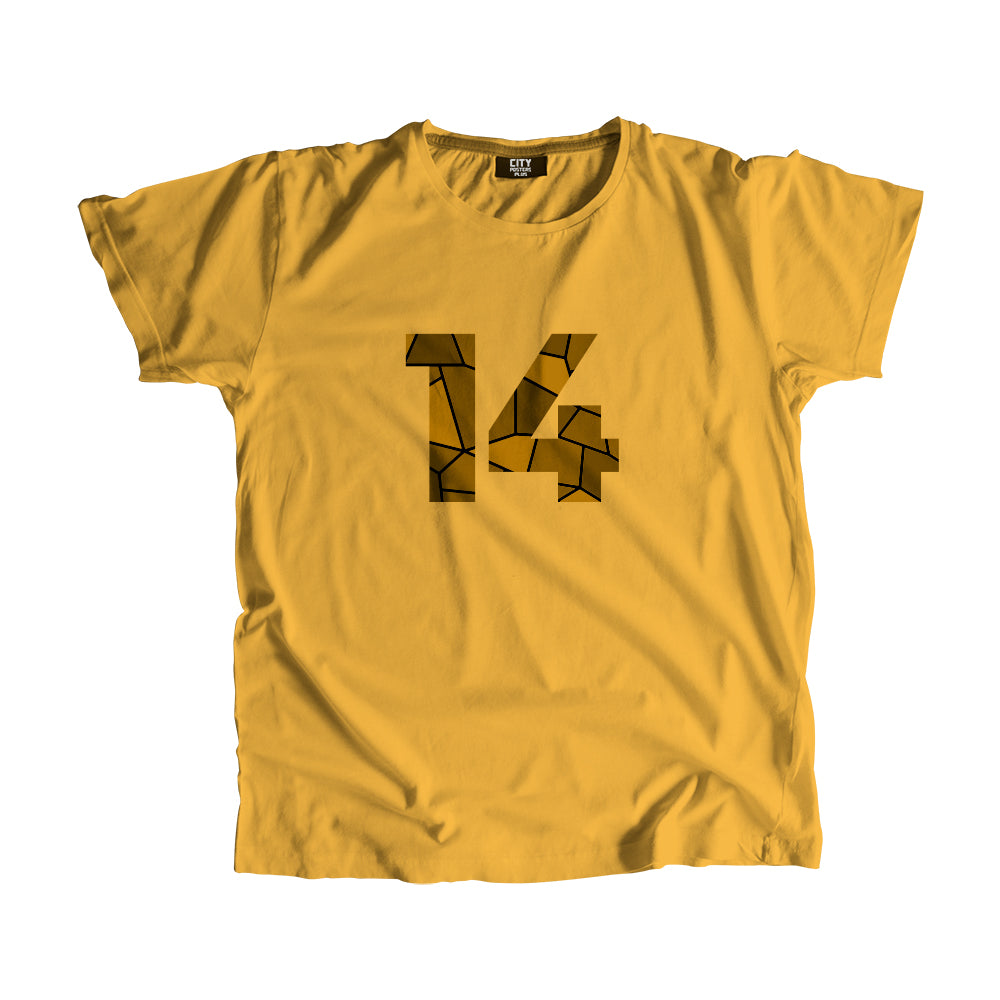14 Number Men Unisex T-Shirt (Golden Yellow)| Classic Numeric Graphic Tee