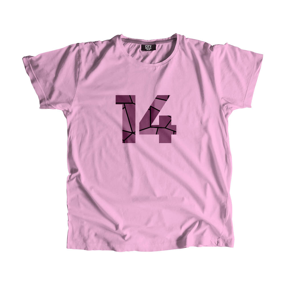 14 Number Men Unisex T-Shirt (Light Pink)| Classic Numeric Graphic Tee