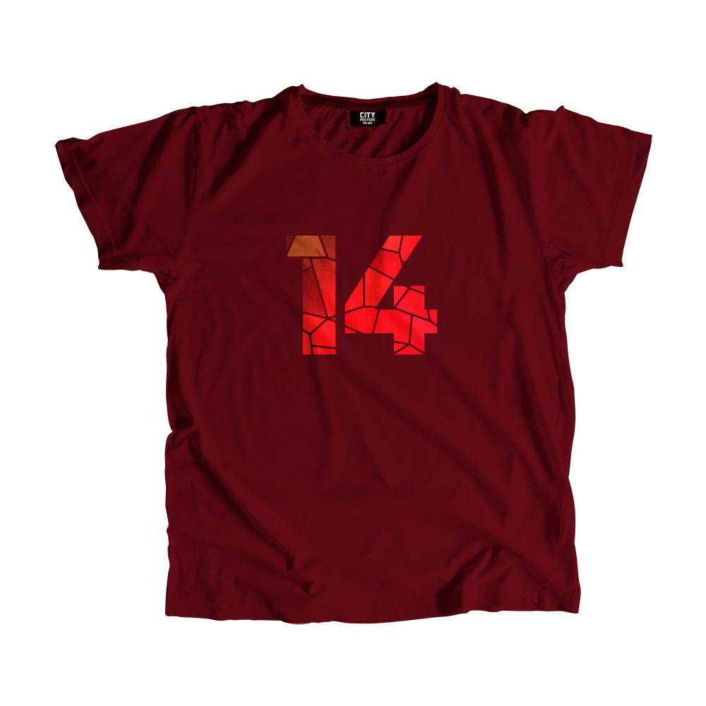 14 Number Men Unisex T-Shirt (Maroon)| Classic Numeric Graphic Tee