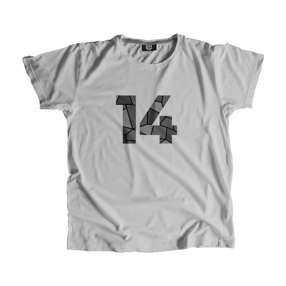 14 Number Men Unisex T-Shirt (Melange Grey)| Classic Numeric Graphic Tee
