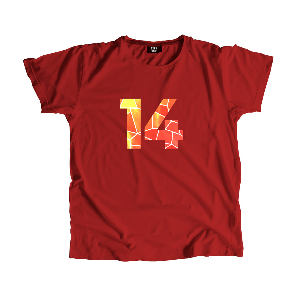 14 Number Men Unisex T-Shirt (Red)| Classic Numeric Graphic Tee