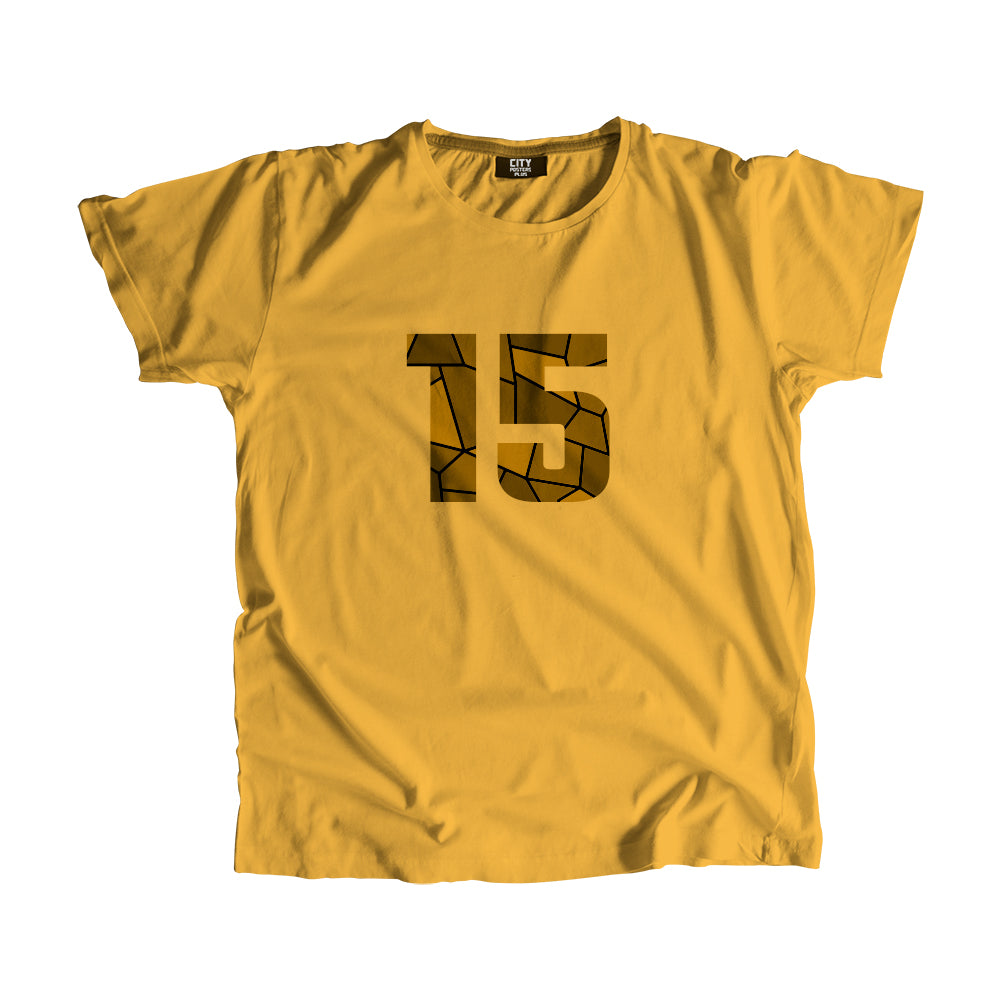 15 Number Men Unisex T-Shirt (Golden Yellow)| Classic Numeric Graphic Tee