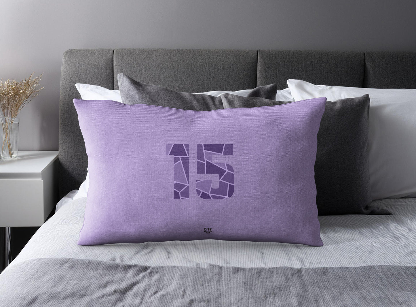 Print Deliver Plus 15 Number Pillow Case and Pillow Throw (Iris Lavender)