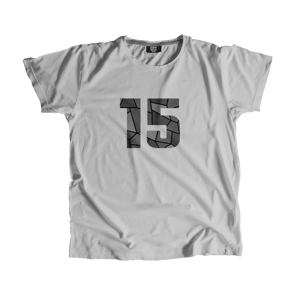 15 Number Men Unisex T-Shirt (Melange Grey)| Classic Numeric Graphic Tee