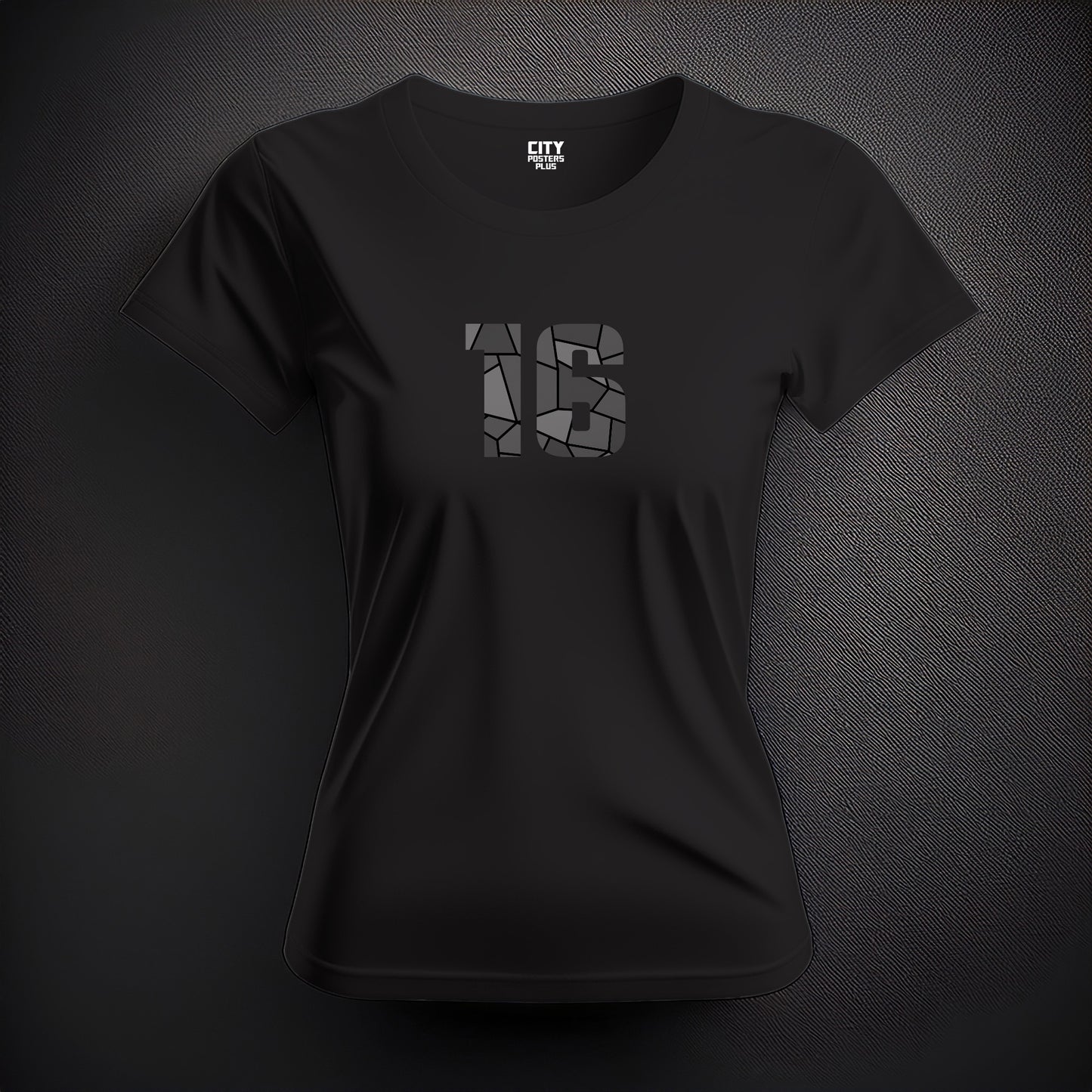 16 Number Women T-Shirt (Black)