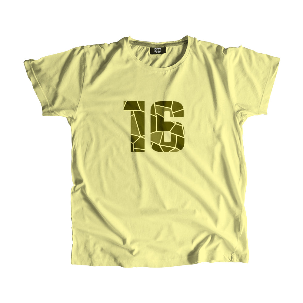 16 Number Men Unisex T-Shirt (Butter Yellow)| Classic Numeric Graphic Tee