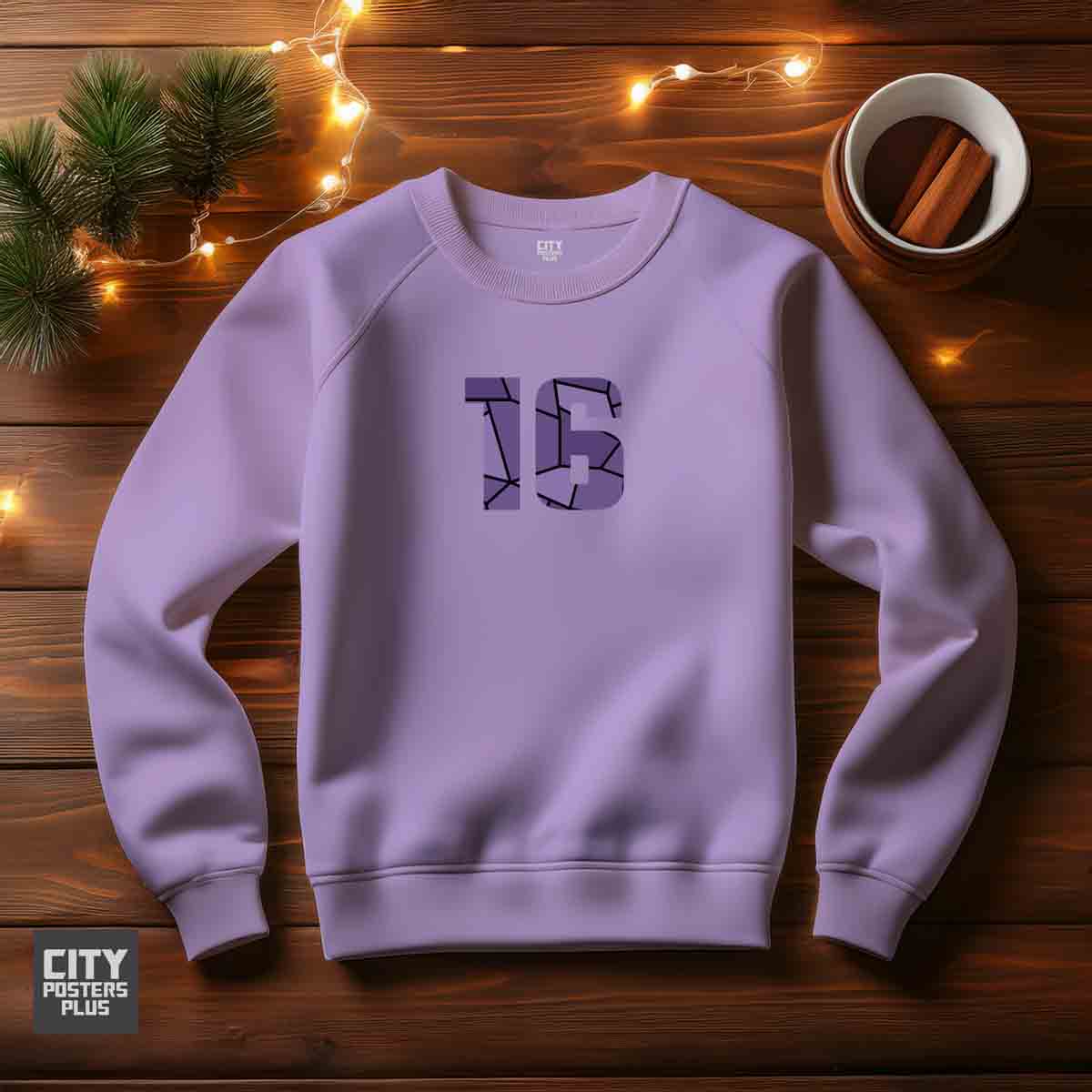 16 Number Unisex Sweatshirt (Iris Lavender) Premium Graphic Crewneck