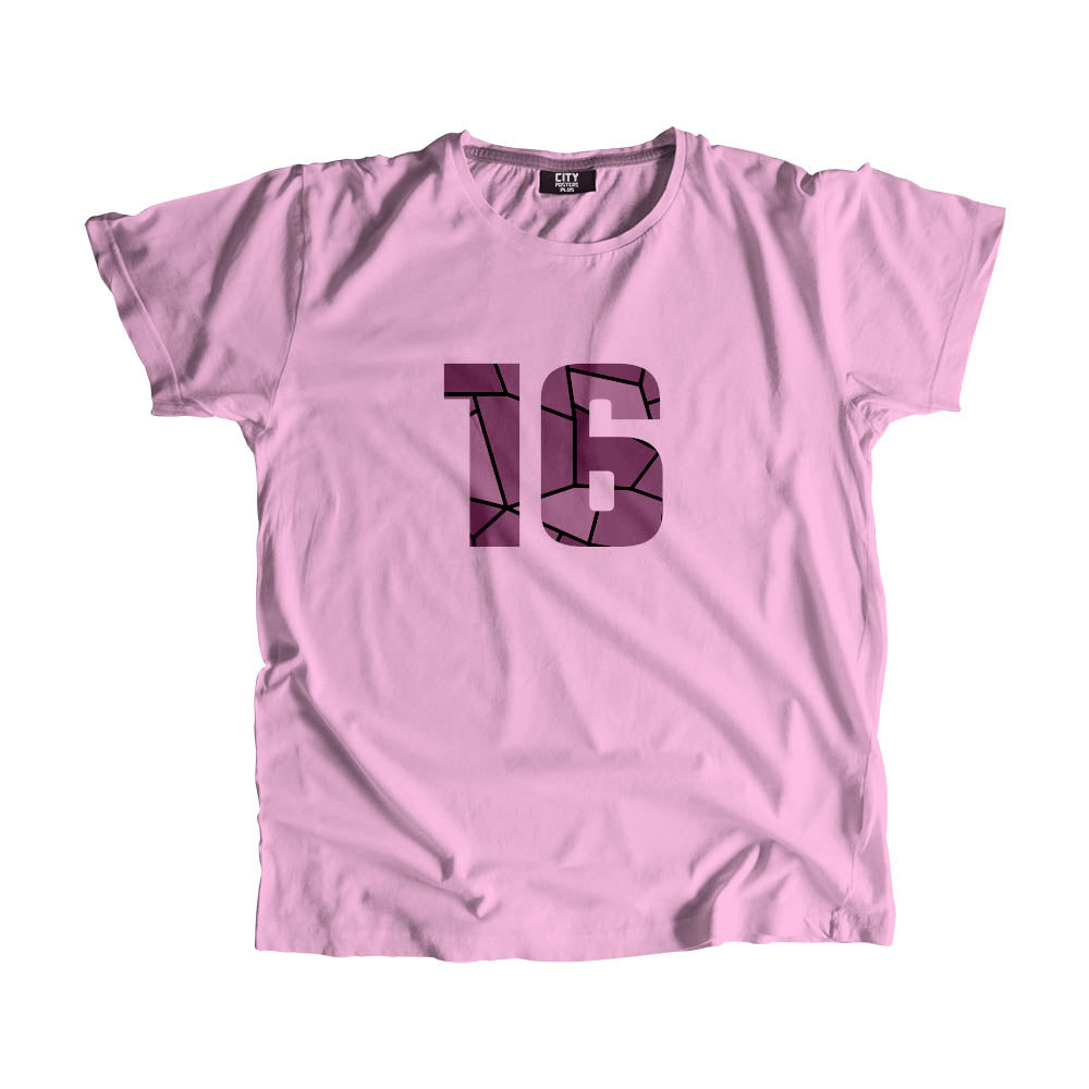 16 Number Men Unisex T-Shirt (Light Pink)| Classic Numeric Graphic Tee