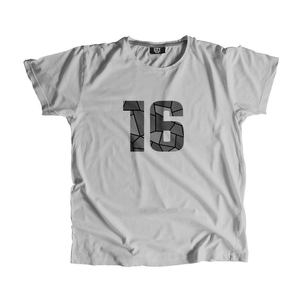 16 Number Men Unisex T-Shirt (Melange Grey)| Classic Numeric Graphic Tee