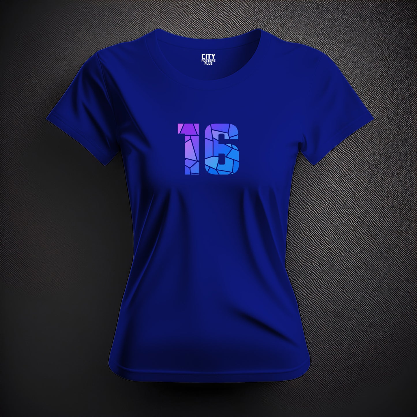 16 Number Women T-Shirt (Royal Blue) | Stylish Numeric Graphic Tee