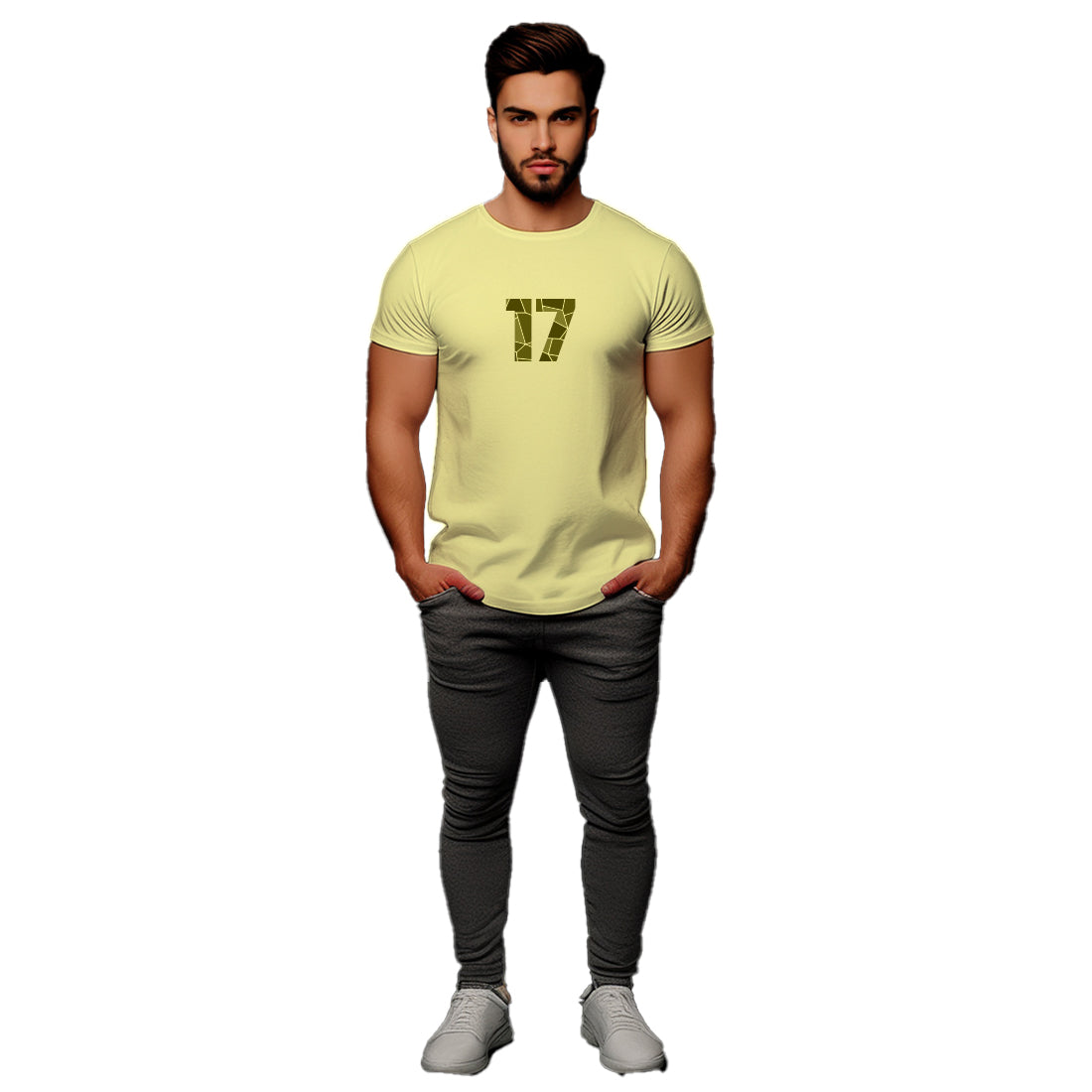 17 Number Men Unisex T-Shirt (Butter Yellow)
