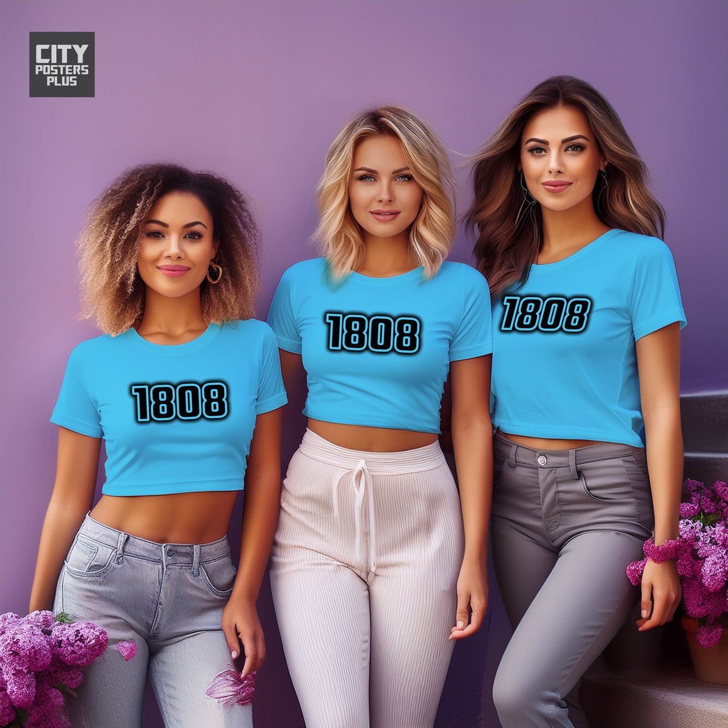 1808 Year Women Crop Top (Sky Blue)