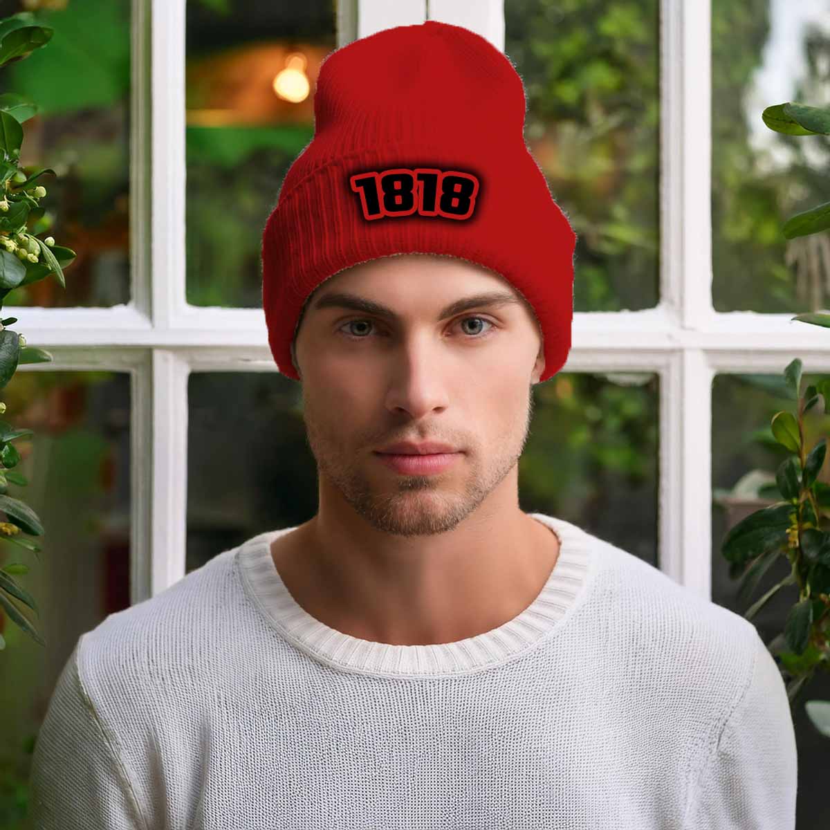 1818 Year Cuffed Beanie (Red)