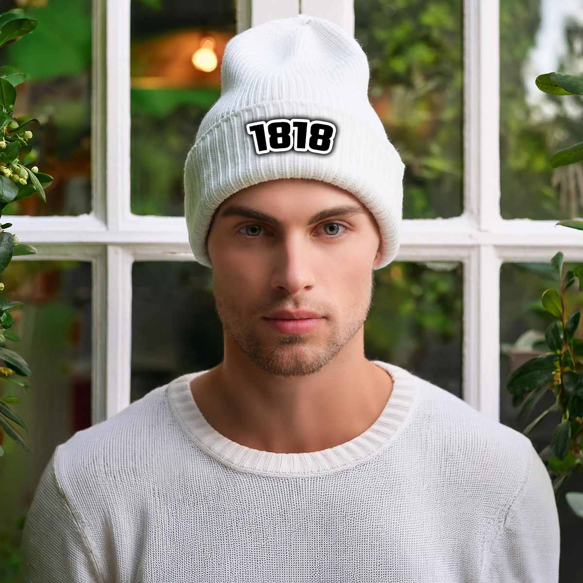 1818 Year Cuffed Beanie (White)