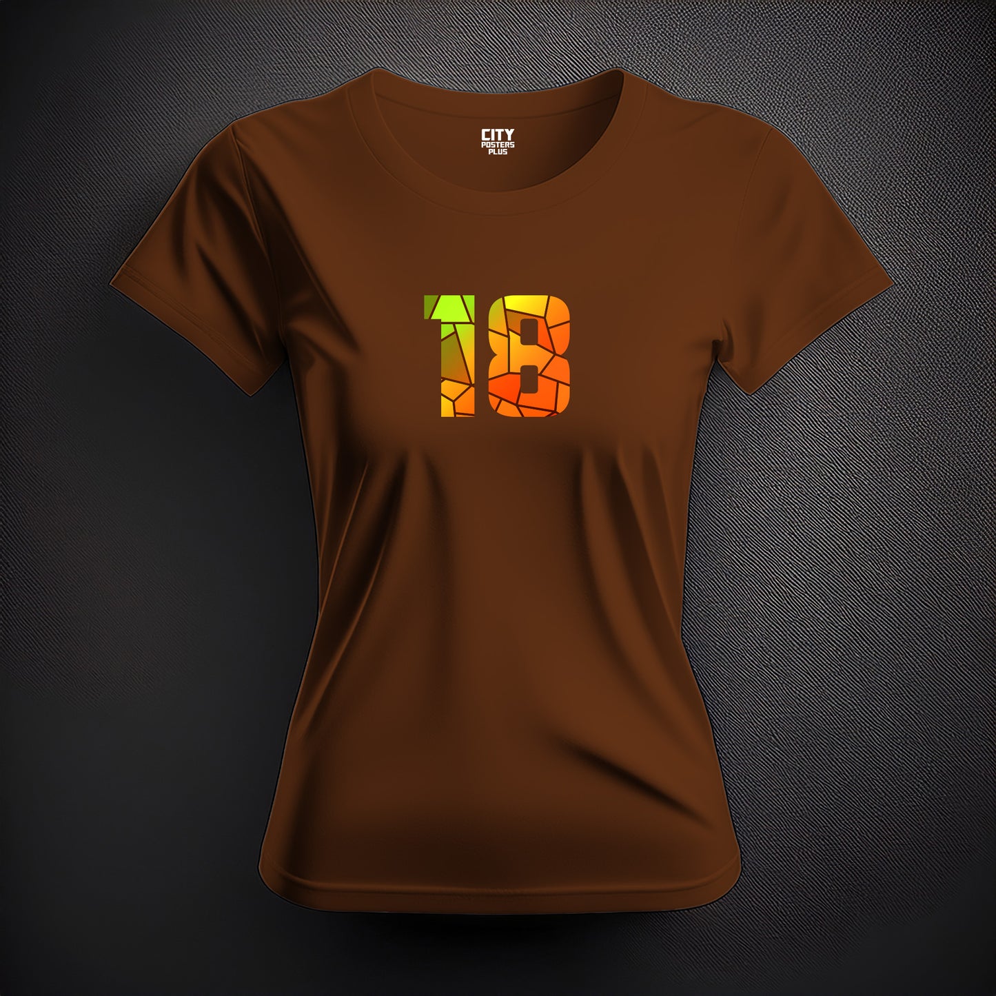 18 Number Women T-Shirt (Brown) | Stylish Numeric Graphic Tee