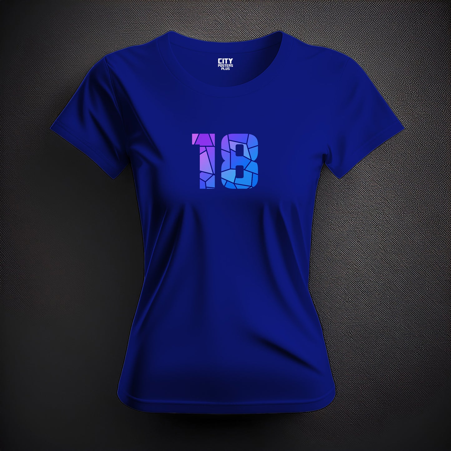 18 Number Women T-Shirt (Royal Blue) | Stylish Numeric Graphic Tee