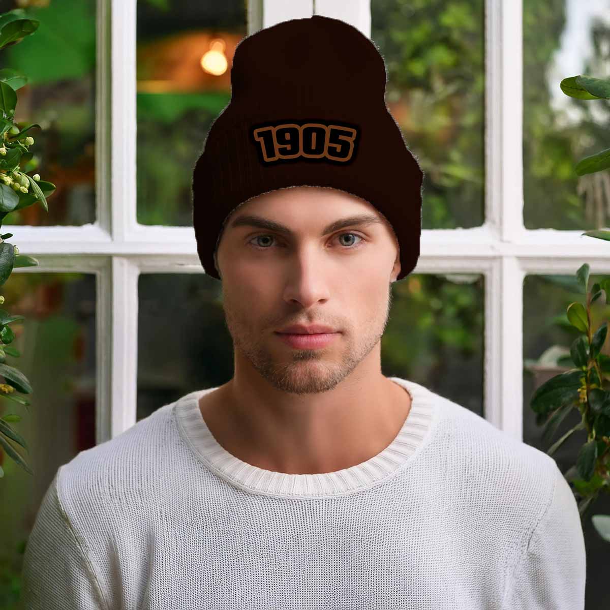 1905 Year Cuffed Beanie (Brown)