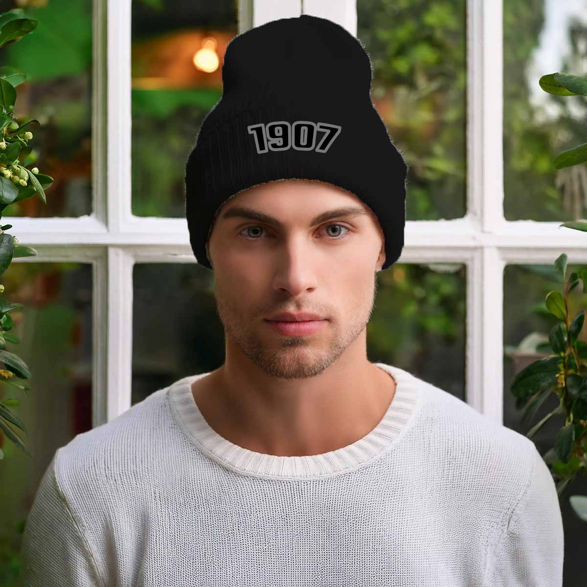 1907 Year Cuffed Beanie (Black)