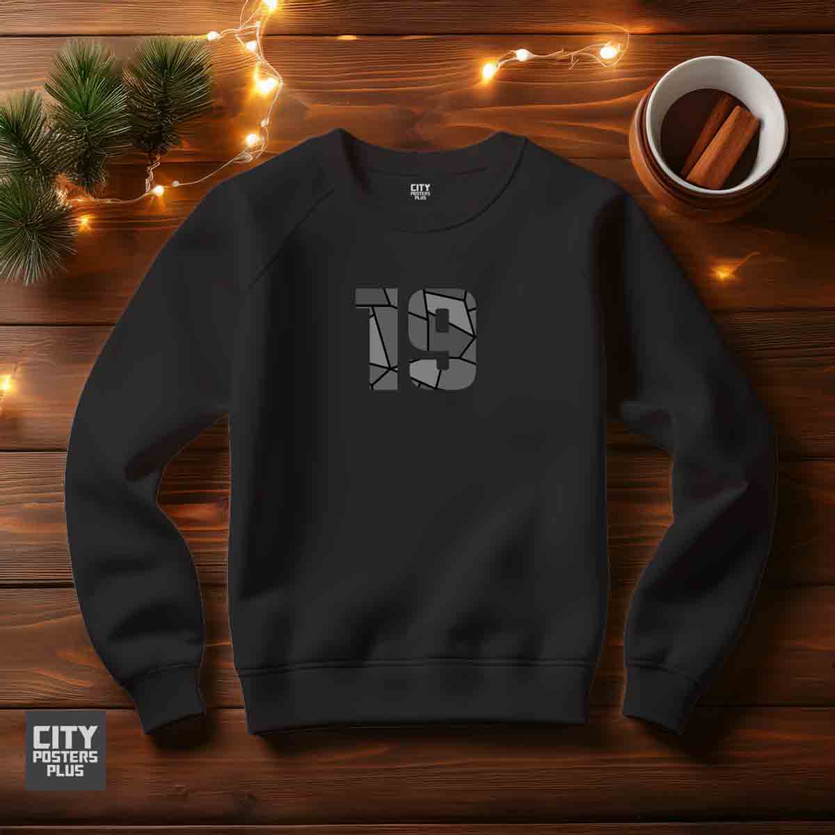 19 Number Unisex Sweatshirt (Black) Premium Graphic Crewneck