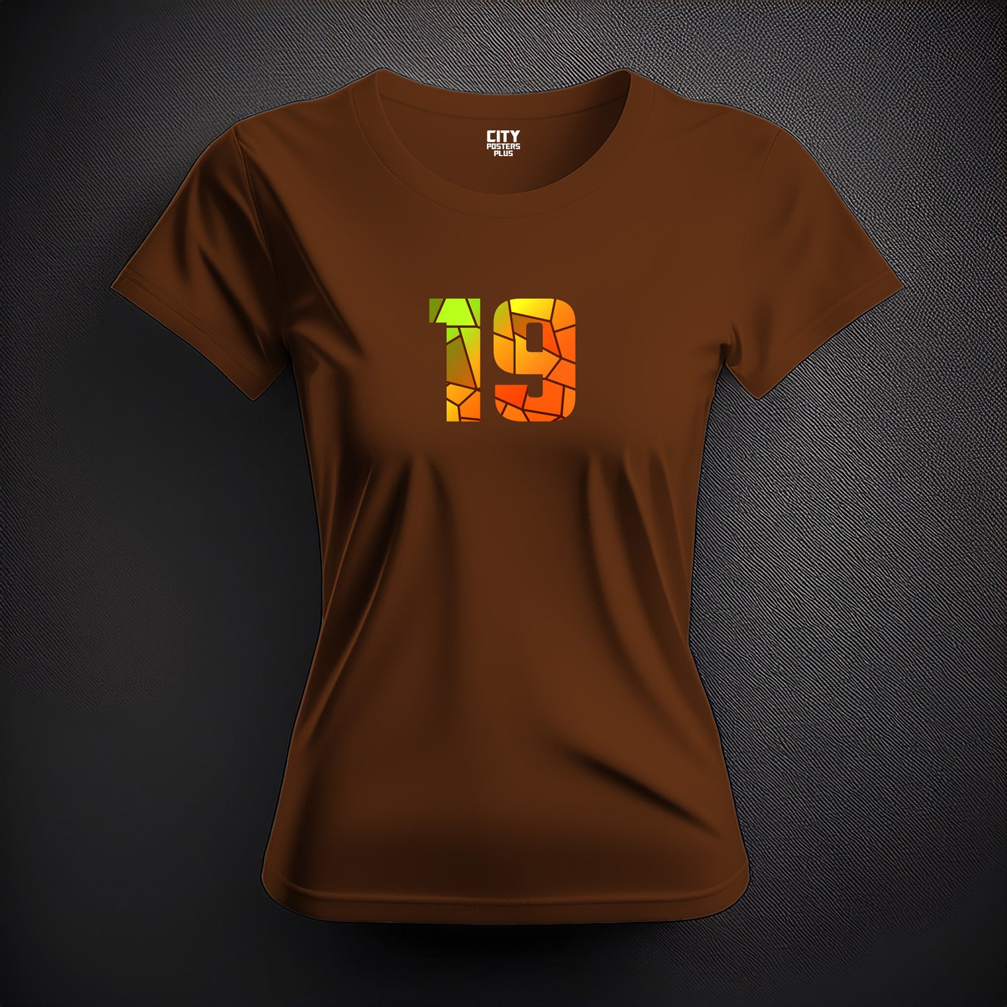 19 Number Women T-Shirt (Brown) | Stylish Numeric Graphic Tee