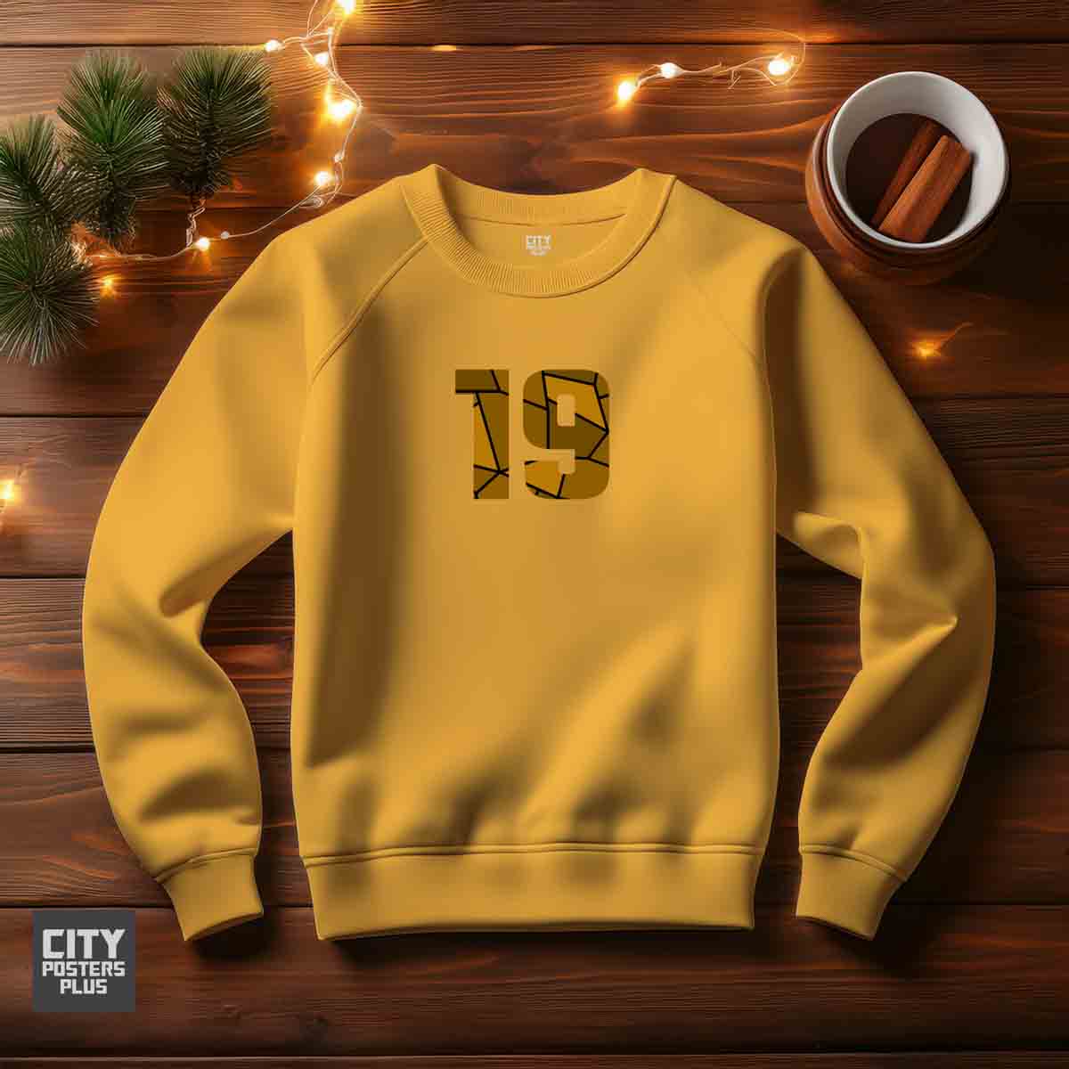 19 Number Unisex Sweatshirt (Golden Yellow) Premium Graphic Crewneck