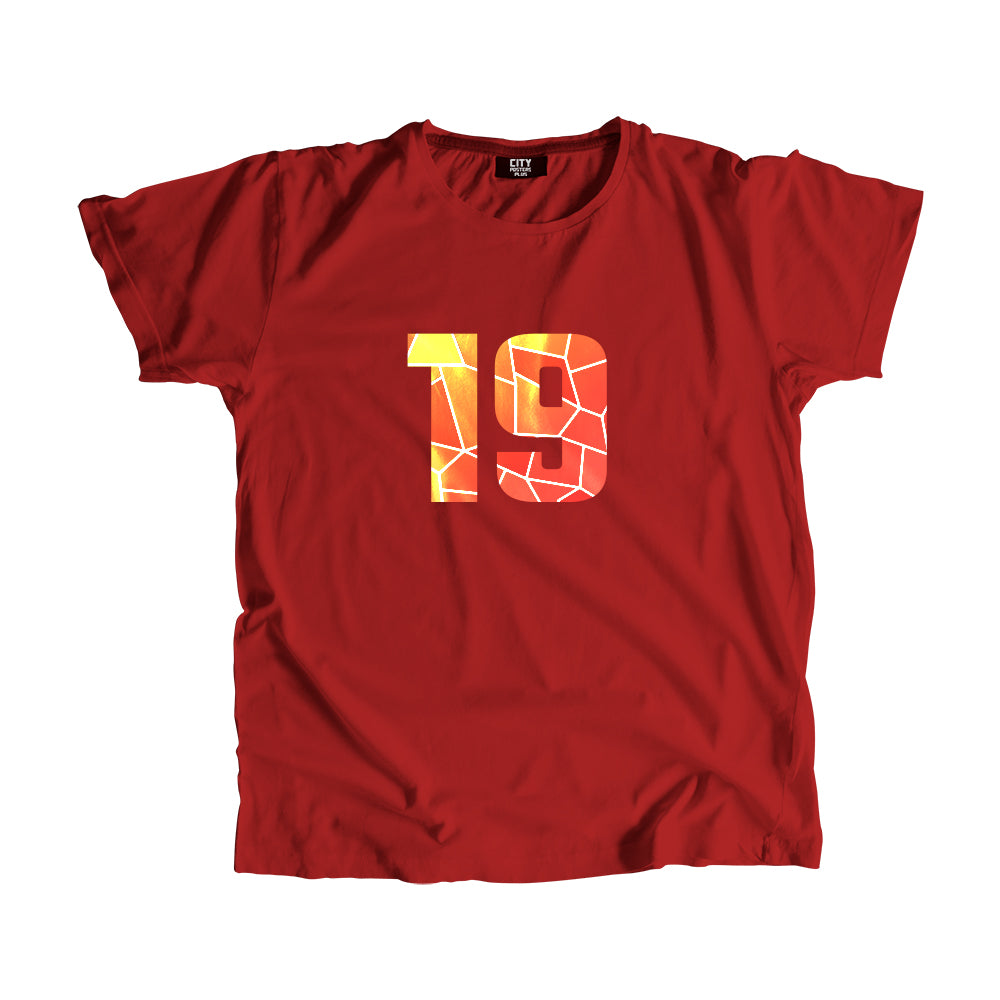 19 Number Men Unisex T-Shirt (Red)| Classic Numeric Graphic Tee