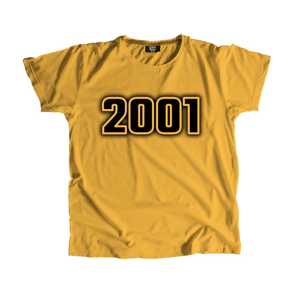 2001 Year Men Unisex T-Shirt (Golden Yellow)