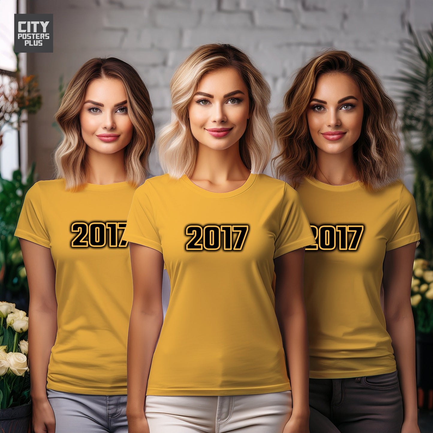 2017 Year Women T-Shirt (Golden Yellow)