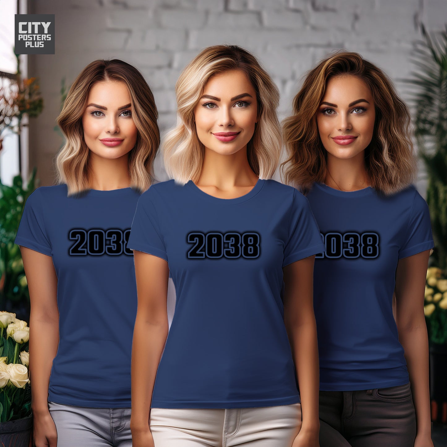 2038 Year Women T-Shirt (Navy Blue)