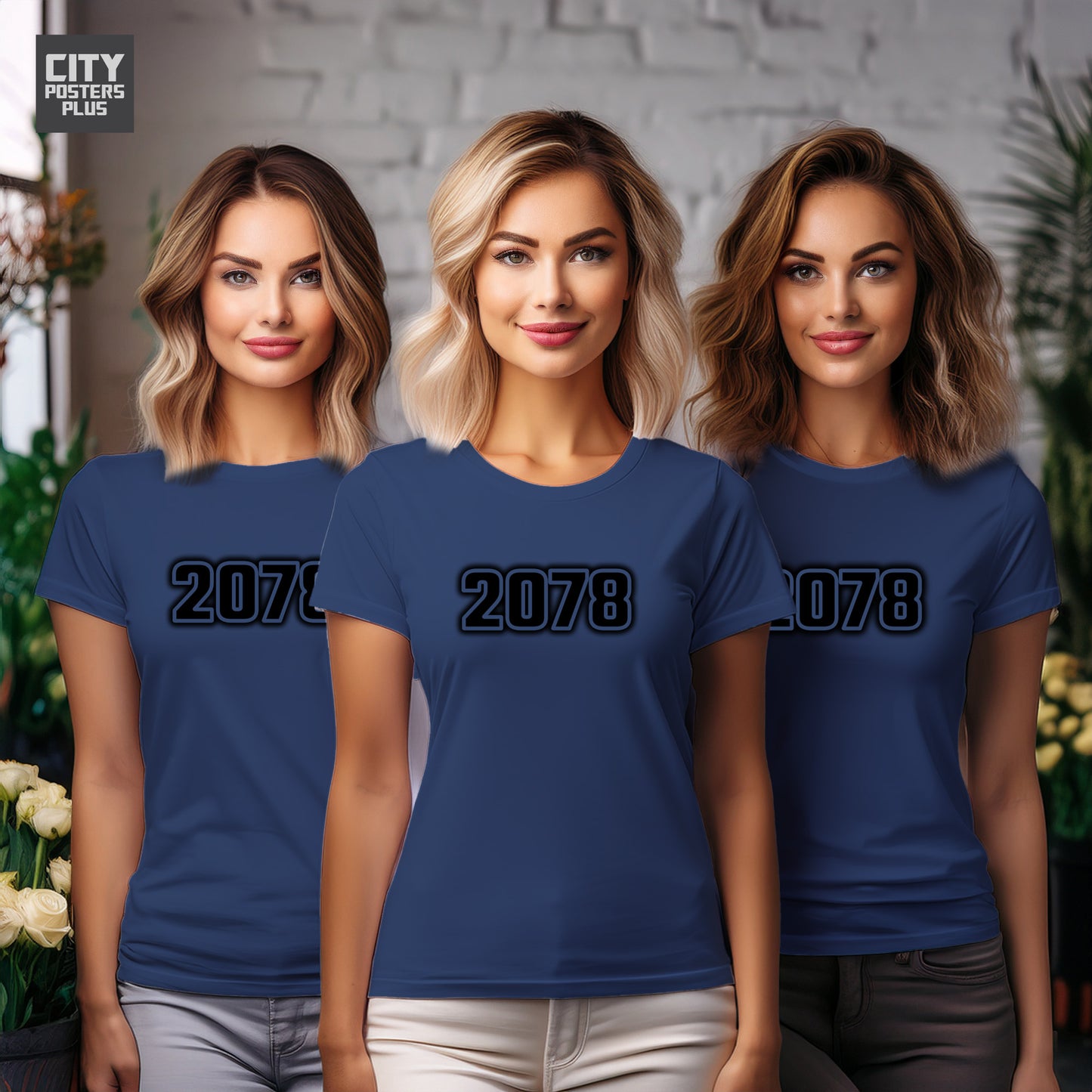 2078 Year Women T-Shirt (Navy Blue)