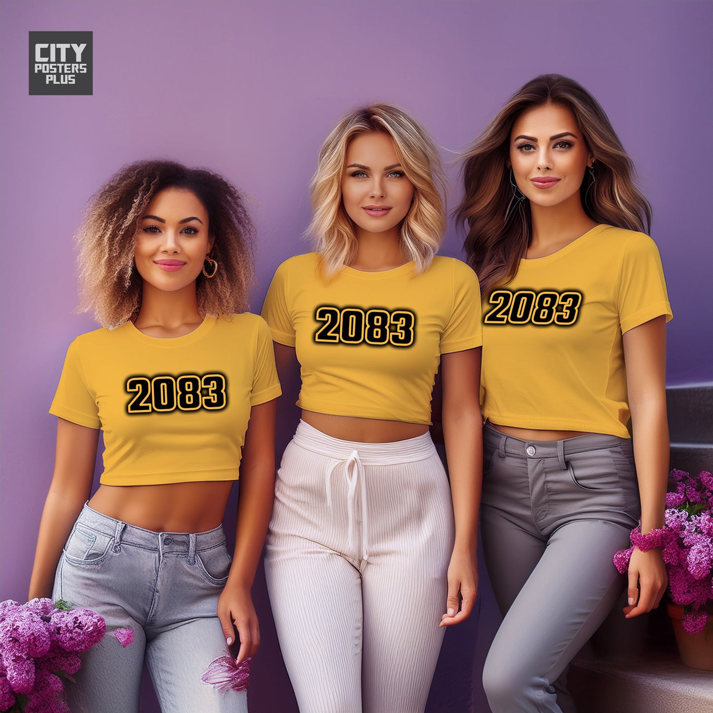 2083 Year Women Crop Top (Golden Yellow)