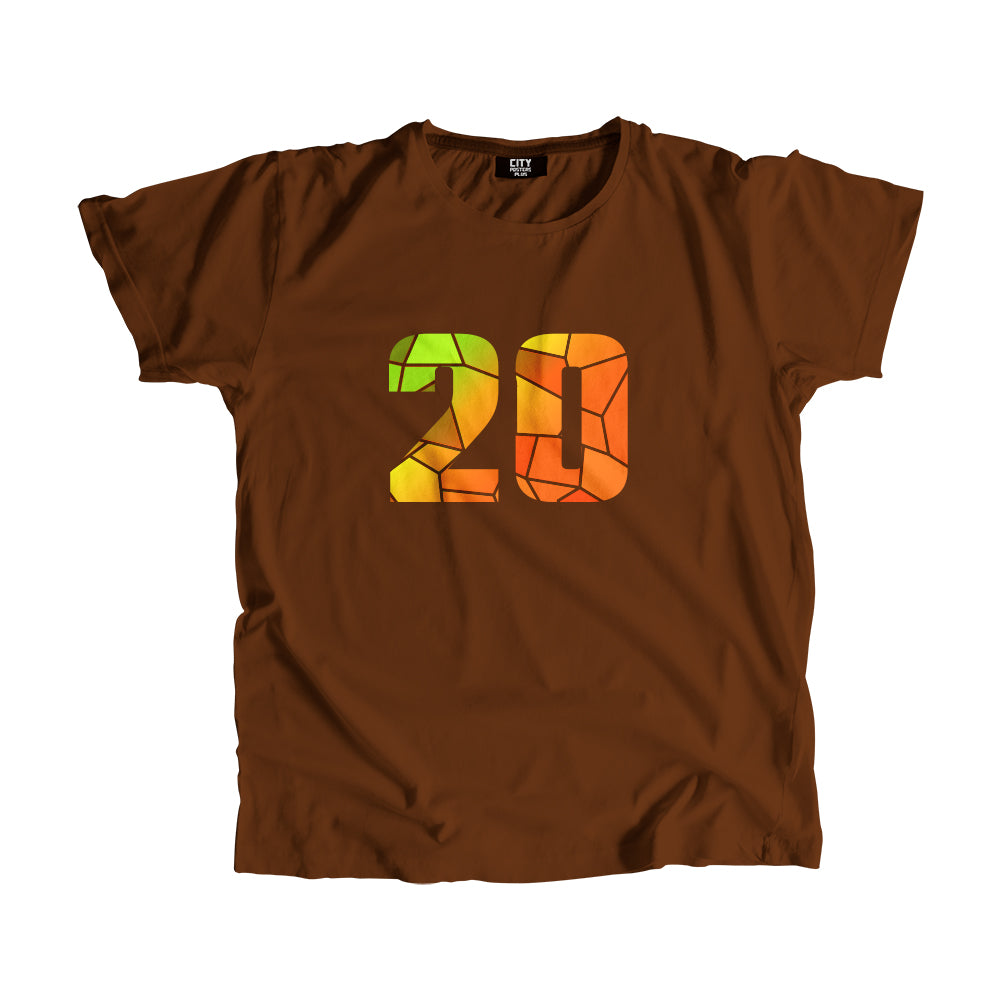 20 Number Men Unisex T-Shirt (Brown)| Classic Numeric Graphic Tee