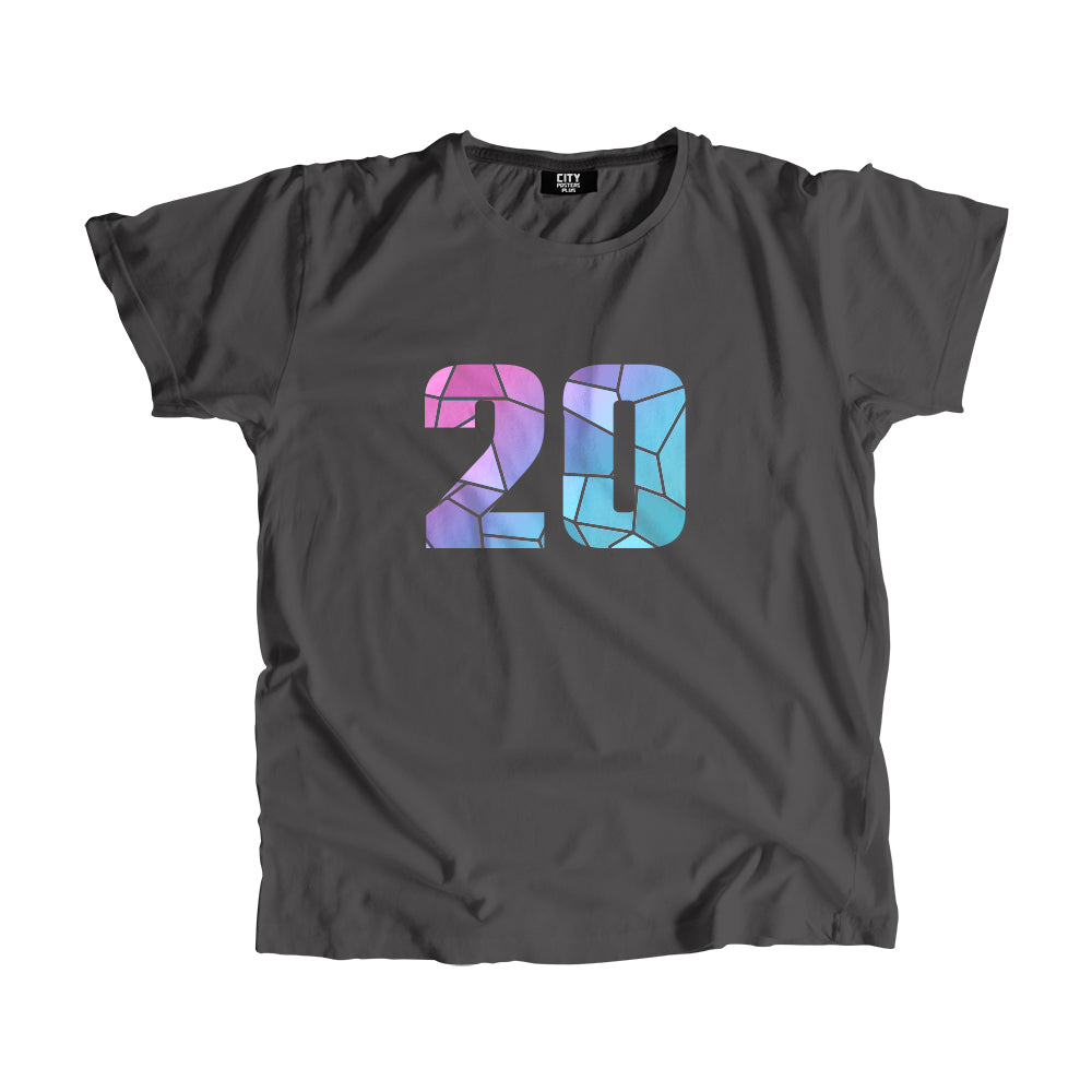 20 Number Men Unisex T-Shirt (Charcoal Grey)| Classic Numeric Graphic Tee