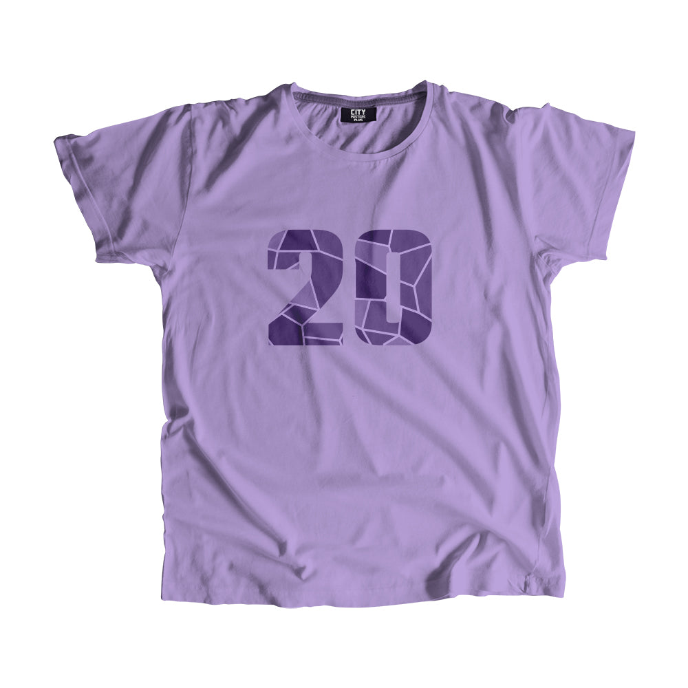 20 Number Men Unisex T-Shirt (Iris Lavender)| Classic Numeric Graphic Tee